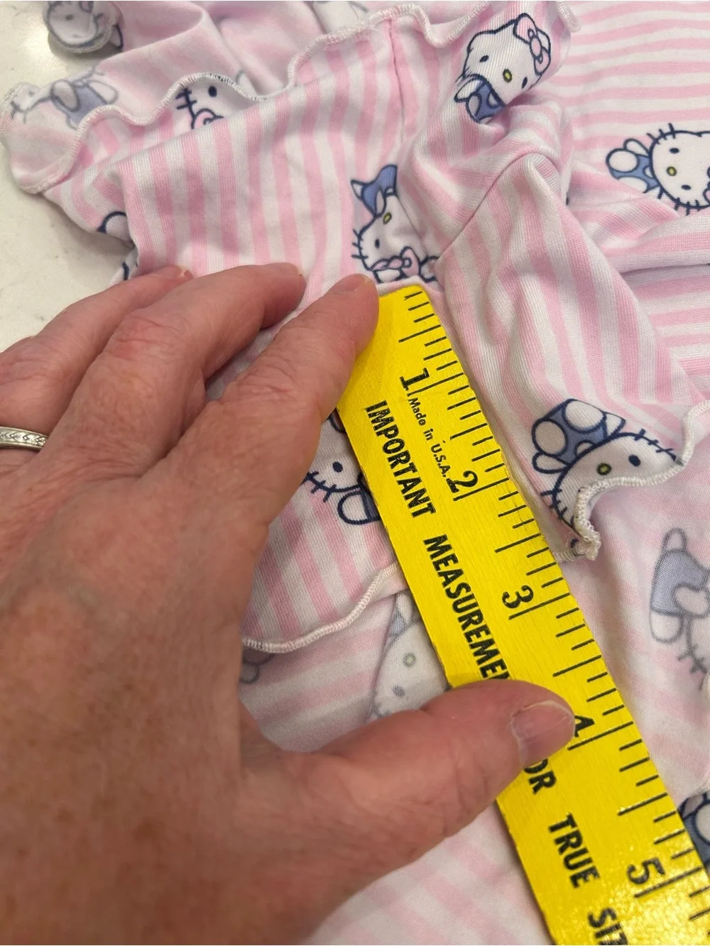 Hello Kitty Pale Pink Striped Short Pajama Set with Character Print